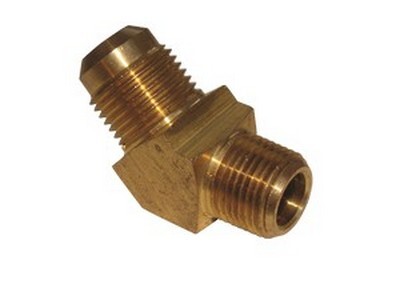 3/8" TUBE SIZE X 3/8" N.P.T. 45* FLARE 45* MALE ELBOW CONNECTOR BRASS FITTING (E54-6-6)