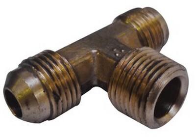 3/8" TUBE SIZE X 3/8" N.P.T. 45* FLARE MALE BRANCH TEE BRASS FITTING (45-6-6-6)