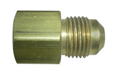 3/8" TUBE SIZE X 1/2" N.P.T. 45* FLARE FEMALE CONNECTOR BRASS FITTING (46-6-8)