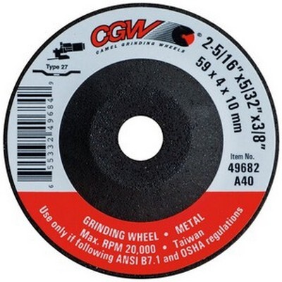 4" X 1/8" X 3/8" CGW ULTRA DEPRESSED CENTER ALUMINUM OXIDE GRINDING WHEEL