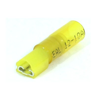 YELLOW 12-10 GAUGE CRIMP & SOLDER HEAT SHRINK .250" BLADE FULLY INSULATED FEMALE