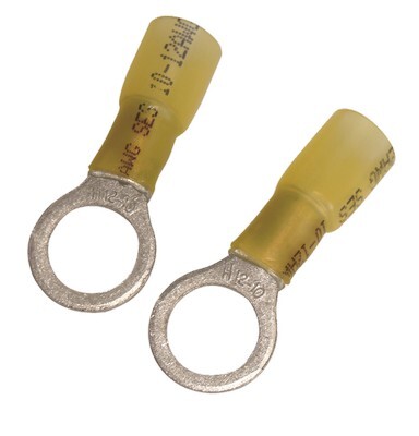 YELLOW 12-10 GAUGE CRIMP & SEAL HEAT SHRINK TERMINAL WITH 1/4" RING