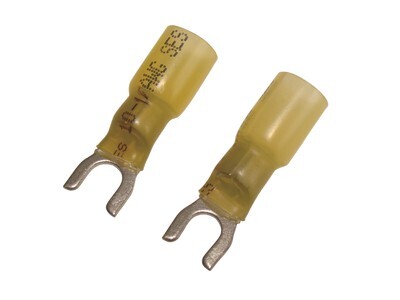YELLOW 12-10 GAUGE CRIMP & SEAL HEAT SHRINK TERMINAL WITH #10 SPADE