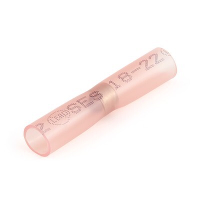 RED 20-18 GAUGE SEALED SOLDER HEAT SHRINK BUTT CONNECTOR