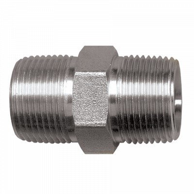 3/8" N.P.T. MALE STEEL HEX NIPPLE ZINC PLATED