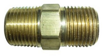 1/4" N.P.T. MALE X 1/8" N.P.T. MALE REDUCING HEX NIPPLE BRASS (3325-4-2)