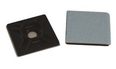 BLACK NYLON 1" X 1" CABLE TIE MOUNTING PAD WITH RUBBER ADHESIVE 100 PIECE PACKAGE