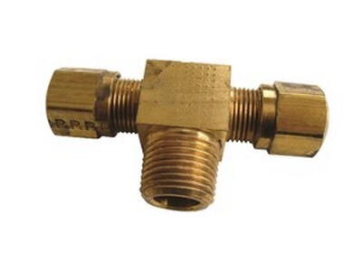 3/8" D.O.T. NYLON AIR BRAKE X 1/4" N.P.T. MALE BRANCH TEE BRASS FITTING (1472-6)