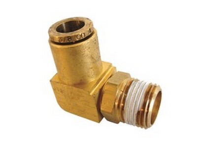 3/8" D.O.T. AIR BRAKE X 3/8" N.P.T. PUSH-IN 90* MALE SWIVEL ELBOW FITTING BRASS (1869X6X6S)