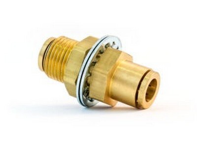 1/2" D.O.T. AIR BRAKE PUSH-TO-CONNECT BULKHEAD UNION FITTING BRASS (1874X8X8)