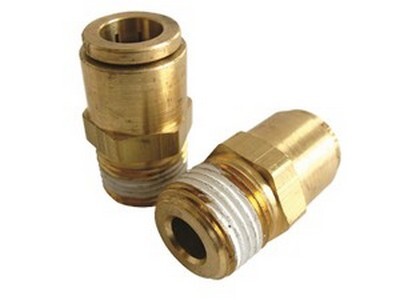 3/4" D.O.T. NYLON AIR BRAKE X 3/4" N.P.T. PUSH-IN MALE STRAIGHT CONNECTOR FITTING BRASS (1868X12X12)