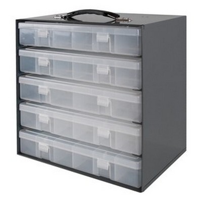 5-ROW GRAY METAL RACK FOR LARGE PLASTIC BINS