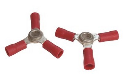 RED 20-18 GUAGE VINYL INSULATED 3-WAY BUTT CONNECTOR