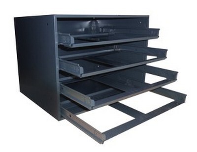 4-ROW GRAY LARGE SLIDE RACK FOR LARGE METAL TRAYS