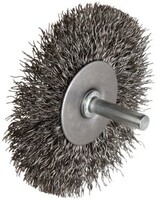 3" X .008" WIRE SIZE RADIAL (FINE) CRIMPED WIRE WHEEL BRUSH WITH 1/4" SHANK CARBON STEEL