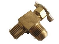1/4" TUBE SIZE MALE 45* FLARE X 1/8" N.P.T. MALE PIPE SHUT-OFF VALVE BRASS FITTING (320)