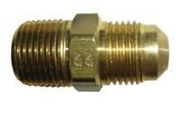 1/4" TUBE SIZE X 1/4" N.P.T. 45* FLARE MALE CONNECTOR BRASS FITTING (48-4-4)