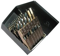 29 PIECE BLACK & GOLD MECHANICS LENGTH DRILL SET 1/16"-1/2" WITH 3-FLATS DRILL SPM-29 TYPE 175-AG