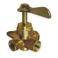 1/4" N.P.T. 4-WAY FEMALE MULTIPLE SHUT-OFF SHORT STEM BRASS FITTING(6747)