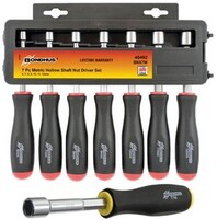 3/16" - 1/2" HOLLOW SHAFT NUT DRIVER SET WITH NON-SLIP GRIP HANDLE 7PC