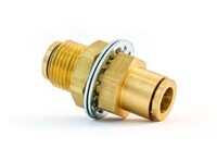 3/8" D.O.T. AIR BRAKE PUSH-TO-CONNECT BULKHEAD UNION FITTING BRASS (1874X6X6)