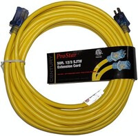 RED 50' LONG 12 GAUGE 3-WIRE HEAVY-DUTY INDOOR/OUTDOOR LIGHTED EXTENSION CORD PRO STAR