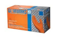 MEDIUM ORANGE POWDER FREE NITRILE GLOVES HEAVY DUTY 100 PC BOX