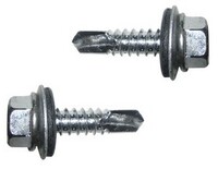 #10 X 3/4" HEX WASHER HEAD SELF-DRILLING SCREW WITH BONDED RUBBER WASHER ZINC PLATED