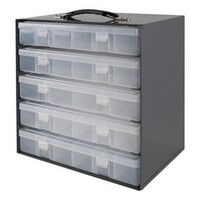 5-ROW GRAY METAL RACK FOR SMALL PLASTIC BINS